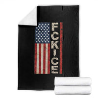 F Ice Retro Distressed American Flag Throw Blanket Patriotic Against Ice Justice Protest Resistance