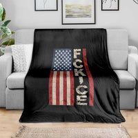 F Ice Retro Distressed American Flag Throw Blanket Patriotic Against Ice Justice Protest Resistance