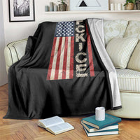 F Ice Retro Distressed American Flag Throw Blanket Patriotic Against Ice Justice Protest Resistance