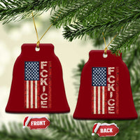 F Ice Retro Distressed American Flag Ceramic Ornament Patriotic Against Ice Justice Protest Resistance