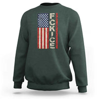 F Ice Retro Distressed American Flag Sweatshirt Patriotic Against Ice Justice Protest Resistance