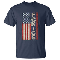 F Ice Retro Distressed American Flag T Shirt Patriotic Against Ice Justice Protest Resistance