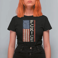 F Ice Retro Distressed American Flag T Shirt For Women Patriotic Against Ice Justice Protest Resistance