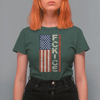 F Ice Retro Distressed American Flag T Shirt For Women Patriotic Against Ice Justice Protest Resistance