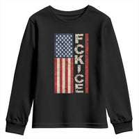 F Ice Retro Distressed American Flag Youth Sweatshirt Patriotic Against Ice Justice Protest Resistance