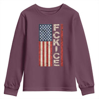 F Ice Retro Distressed American Flag Youth Sweatshirt Patriotic Against Ice Justice Protest Resistance