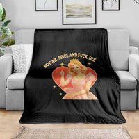 Sugar Spice and F Ice Retro Fairy Throw Blanket Feminist Against Ice Protest Political Resistance