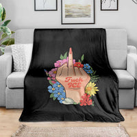 Floral Middle Finger F Ice Throw Blanket