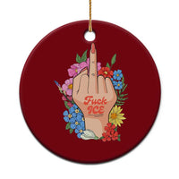 Floral Middle Finger F Ice Ceramic Ornament