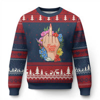 Floral Middle Finger F Ice Ugly Christmas Sweater