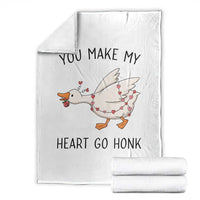 Funny Valentine Goose Throw Blanket You Make My Heart Go Honk Cute Romantic Gift