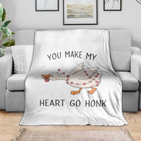 Funny Valentine Goose Throw Blanket You Make My Heart Go Honk Cute Romantic Gift