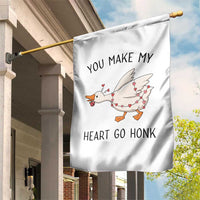 Funny Valentine Goose Garden Flag You Make My Heart Go Honk Cute Romantic Gift