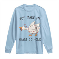 Funny Valentine Goose Long Sleeve Shirt You Make My Heart Go Honk Cute Romantic Gift