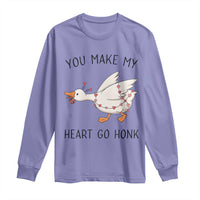Funny Valentine Goose Long Sleeve Shirt You Make My Heart Go Honk Cute Romantic Gift
