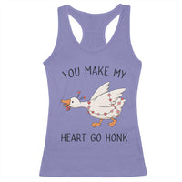 Funny Valentine Goose Racerback Tank Top You Make My Heart Go Honk Cute Romantic Gift
