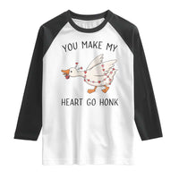 Funny Valentine Goose Raglan Shirt You Make My Heart Go Honk Cute Romantic Gift