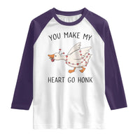 Funny Valentine Goose Raglan Shirt You Make My Heart Go Honk Cute Romantic Gift