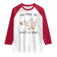 Funny Valentine Goose Raglan Shirt You Make My Heart Go Honk Cute Romantic Gift