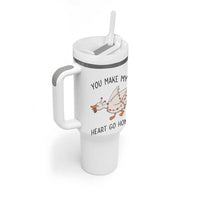 Funny Valentine Goose Tumbler With Handle You Make My Heart Go Honk Cute Romantic Gift