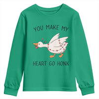 Funny Valentine Goose Youth Sweatshirt You Make My Heart Go Honk Cute Romantic Gift
