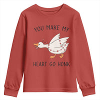 Funny Valentine Goose Youth Sweatshirt You Make My Heart Go Honk Cute Romantic Gift