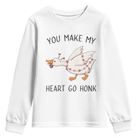 Funny Valentine Goose Youth Sweatshirt You Make My Heart Go Honk Cute Romantic Gift