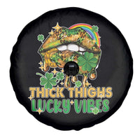 Funny St Patricks Day Women Spare Tire Cover Thick Thighs Lucky Vibes Leopard Biting Lips