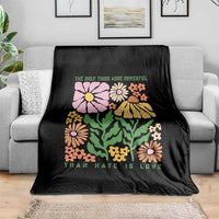 The Only Thing More Powerful Than Hate Is Love Throw Blanket Retro Floral Bunny Inspirational Quote