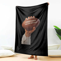 Together We Are America Bunny Holding Football Throw Blanket Unity Game Day Inspirational Quote