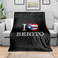 I Love Benito Puerto Rico Flag Heart Throw Blanket Boricua Music Fan Game Day Everyday