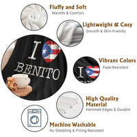 I Love Benito Puerto Rico Flag Heart Throw Blanket Boricua Music Fan Game Day Everyday