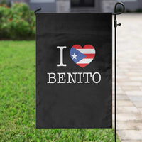I Love Benito Puerto Rico Flag Heart Garden Flag Boricua Music Fan Game Day Everyday