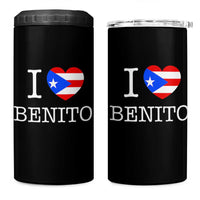 I Love Benito Puerto Rico Flag Heart 4 in 1 Can Cooler Tumbler Boricua Music Fan Game Day Everyday