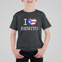 I Love Benito Puerto Rico Flag Heart T Shirt For Kid Boricua Music Fan Game Day Everyday