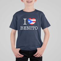 I Love Benito Puerto Rico Flag Heart T Shirt For Kid Boricua Music Fan Game Day Everyday