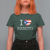 I Love Benito Puerto Rico Flag Heart T Shirt For Women Boricua Music Fan Game Day Everyday