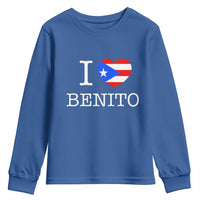 I Love Benito Puerto Rico Flag Heart Youth Sweatshirt Boricua Music Fan Game Day Everyday
