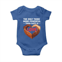 The Only Thing More Powerful Than Hate Is Love Baby Onesie Heart in Hands Unity Bunny Inspirational Quote