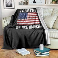Together We Are America Vintage Football Throw Blanket Classic Patriotic Sports Bunny Inspirational Quote