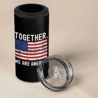 Together We Are America Vintage Football 4 in 1 Can Cooler Tumbler Classic Patriotic Sports Bunny Inspirational Quote