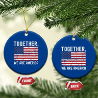 Together We Are America Vintage Football Ceramic Ornament Classic Patriotic Sports Bunny Inspirational Quote