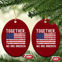 Together We Are America Vintage Football Ceramic Ornament Classic Patriotic Sports Bunny Inspirational Quote