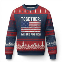 Together We Are America Vintage Football Ugly Christmas Sweater Classic Patriotic Sports Bunny Inspirational Quote