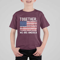 Together We Are America Vintage Football T Shirt For Kid Classic Patriotic Sports Bunny Inspirational Quote