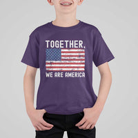 Together We Are America Vintage Football T Shirt For Kid Classic Patriotic Sports Bunny Inspirational Quote