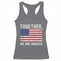 Together We Are America Vintage Football Racerback Tank Top Classic Patriotic Sports Bunny Inspirational Quote