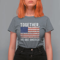 Together We Are America Vintage Football T Shirt For Women Classic Patriotic Sports Bunny Inspirational Quote
