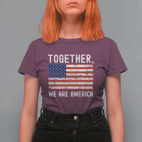 Together We Are America Vintage Football T Shirt For Women Classic Patriotic Sports Bunny Inspirational Quote
