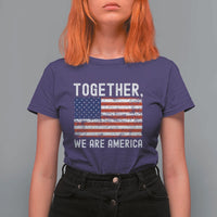Together We Are America Vintage Football T Shirt For Women Classic Patriotic Sports Bunny Inspirational Quote